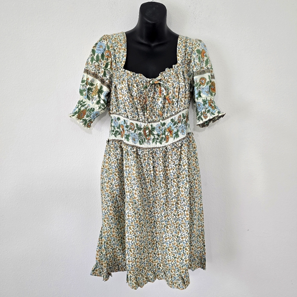 Larsyn & Lily Bohemian Floral Print Mini Dress Large